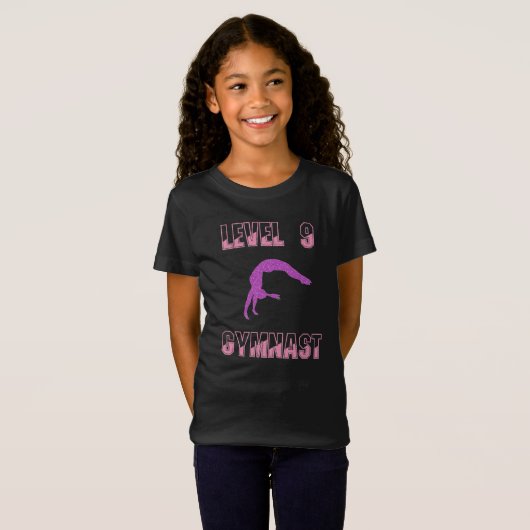 Level 9 Gymnastik Rosa und Lila Sparkass T - Shirt (Vorne ganz)