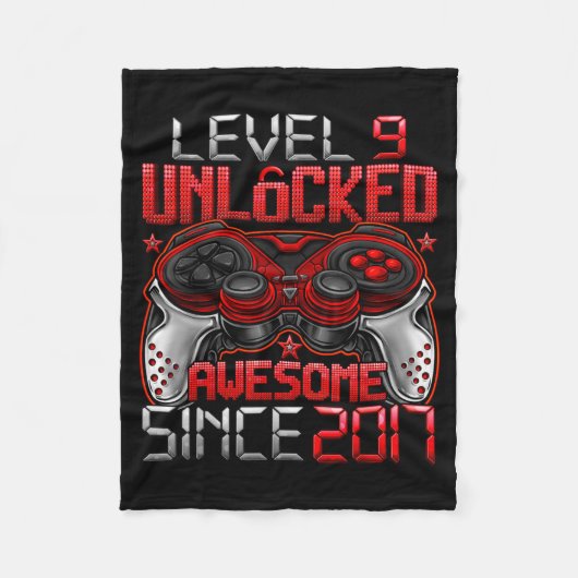 Level 9 Unlocked 9 Year Old For Boys 9th Birthday Fleecedecke (Vorderseite)