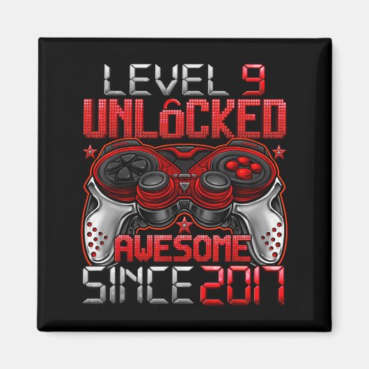 Level 9 Unlocked 9 Year Old For Boys 9th Birthday Magnet (Vorne)