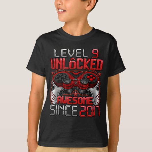 Level 9 Unlocked 9 Year Old For Boys 9th Birthday T-Shirt (Vorderseite)