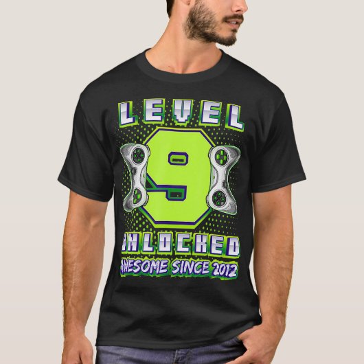 Level 9 Unlocked Awesome 2012 Video Game 9th Birth T-Shirt (Vorderseite)