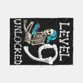 Level 9 Unlocked Skeleton Gamer Video Gaming 9th B Fleecedecke (Vorderseite (Horizontal))