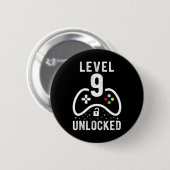 Level 9 Unlocked Video Game 9th Birthday Gift Button (Vorne & Hinten)