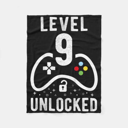 Level 9 Unlocked Video Game 9th Birthday Gift  Fleecedecke (Vorderseite)