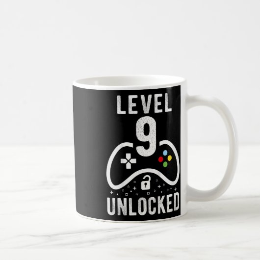 Level 9 Unlocked Video Game 9th Birthday Gift  Kaffeetasse (Rechts)