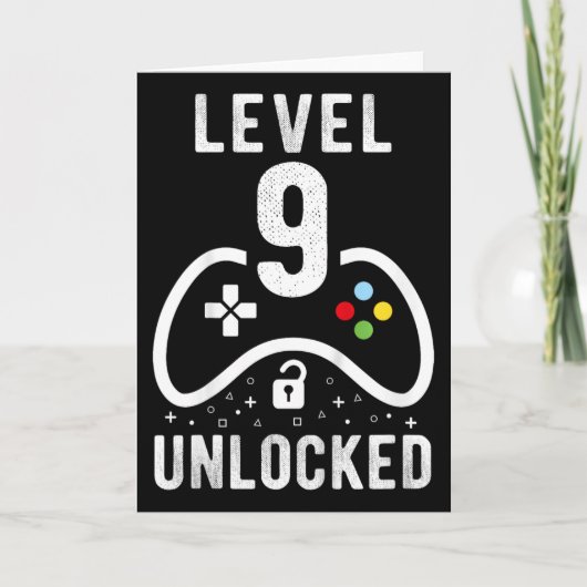 Level 9 Unlocked Video Game 9th Birthday Gift  Karte (Vorderseite)