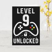 Level 9 Unlocked Video Game 9th Birthday Gift Karte (Gelbe Blume)