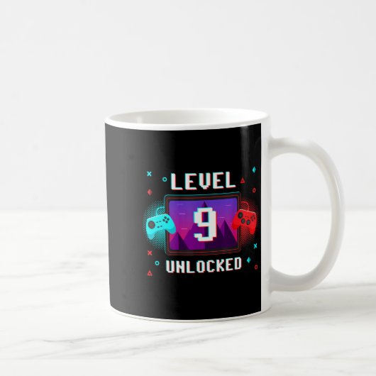 Level 9 Unlocked Video Gamer Funny 9th Birthday Bo Kaffeetasse (Rechts)