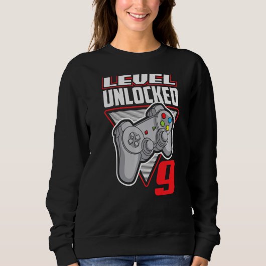 Level 9 Unlocks Gaming 9 Geburtstag Sweatshirt (Vorderseite)