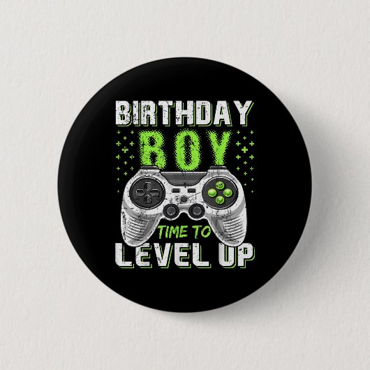 Level Clic Up Birthday Boy Video Game Kinder Mädch Button (Vorderseite)