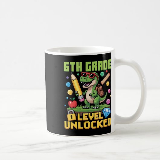 Level freigeschaltet 6. Klasse Dinosaurier Zurück Kaffeetasse (Rechts)