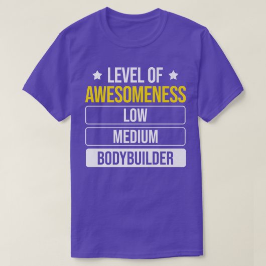 Level of Awesomeness Bodybuilder Fitness Gym Quote T-Shirt (Design vorne)