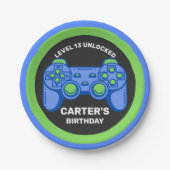Level Unlock Birthday Gamer Personalisiert Pappteller (Vorderseite)
