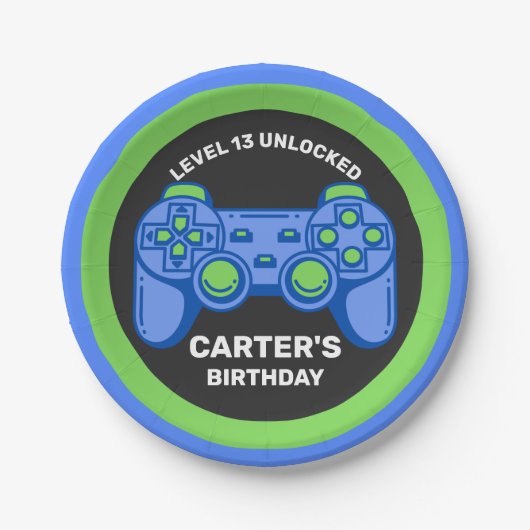 Level Unlock Birthday Gamer Personalisiert Pappteller (Vorderseite)