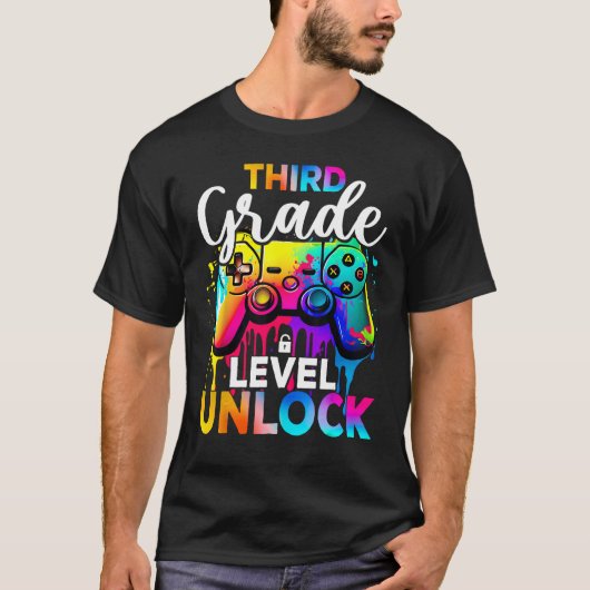 Level Unlocking Third Grade Video Gamer 3. Klasse T-Shirt (Vorderseite)
