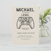 level up 10 Video Game Birthday Party Invitation Einladung (Stehend Vorderseite)