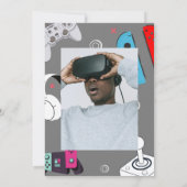 level up 10 Video Game Birthday Photo Einladung (Rückseite)