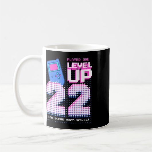 Level Up 22nd Birthday Shirt Funny Video Gamer 22 Kaffeetasse (Links)