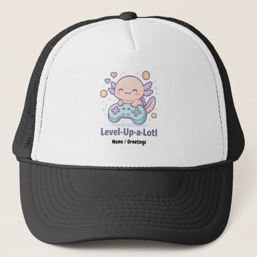 Level-Up-a-Lotl Cute Gamer Axolotl Kawaii Cozy  Truckerkappe (Vorderseite)