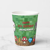 Level Up Arcade Game Birthday Party Pappbecher (Rückseite)