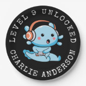 Level Up Axolotl Geburtstag Pappteller (Vorderseite)