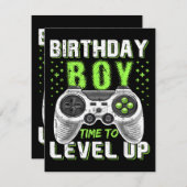 Level Up Birthday Boy Video Game Begleitkarte (Vorne/Hinten)