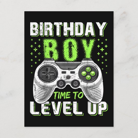 Level Up Birthday Boy Video Game Begleitkarte (Rückseite)