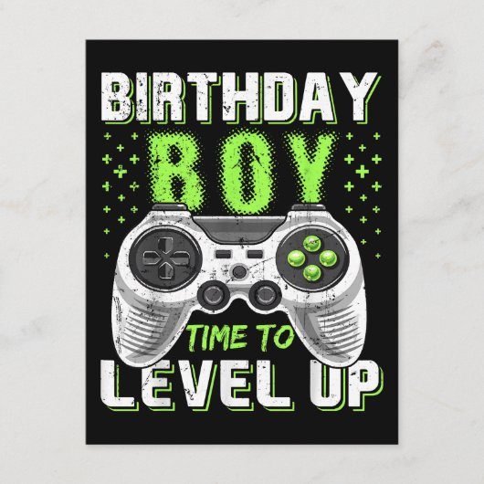 Level Up Birthday Boy Video Game Begleitkarte (Vorderseite)