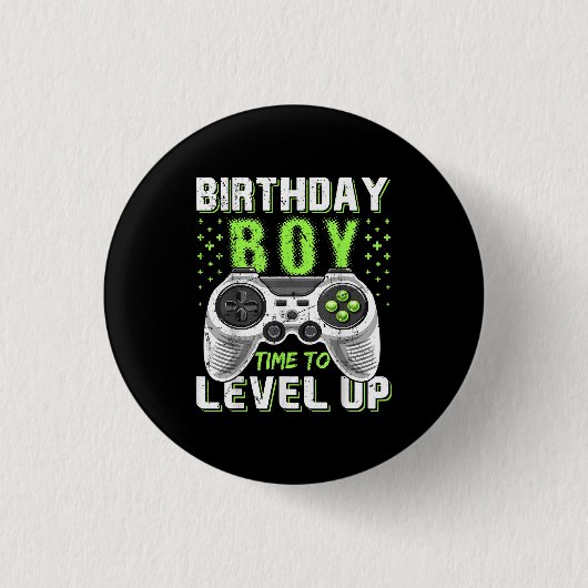 Level Up Birthday Boy Video Game Button (Vorderseite)