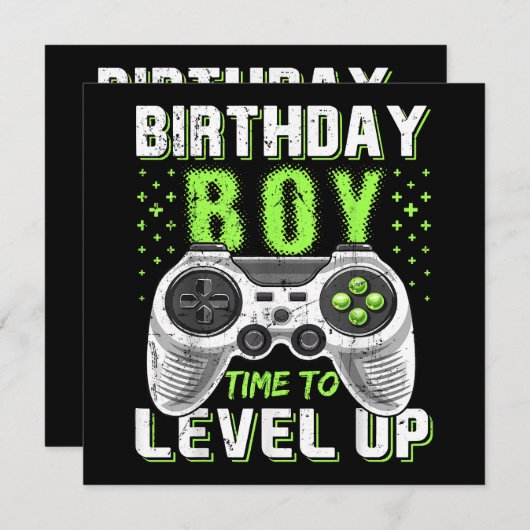Level Up Birthday Boy Video Game Einladung (Vorne/Hinten)