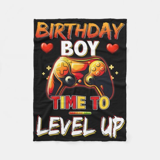 Level Up Birthday Boy Video Game Fleecedecke (Vorderseite)