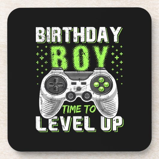 Level Up Birthday Boy Video Game Getränkeuntersetzer (Vorderseite)