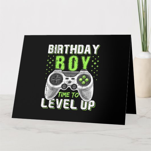Level Up Birthday Boy Video Game Karte (Vorderseite)