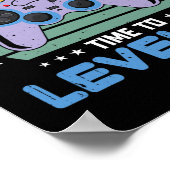 Level Up Birthday Boy Video Game Kids Party Poster (Ecke)