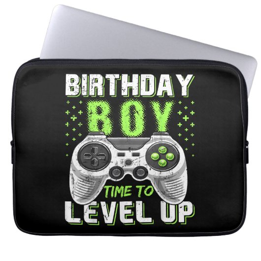 Level Up Birthday Boy Video Game Laptopschutzhülle (Vorderseite)