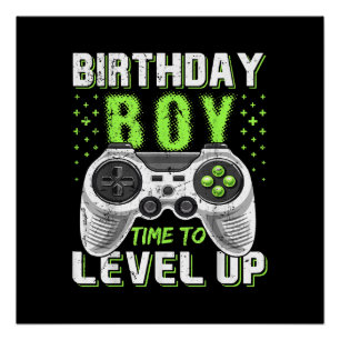 Level Up Birthday Boy Video Game Poster