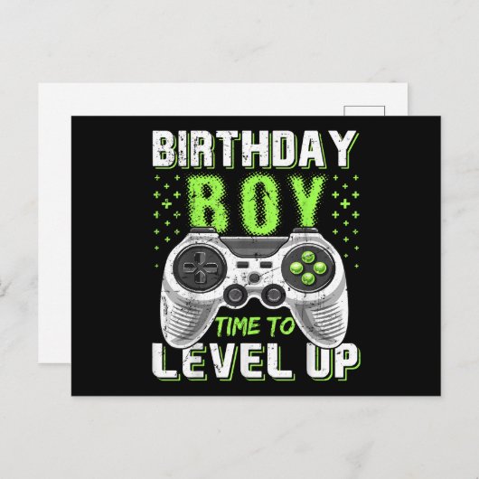 Level Up Birthday Boy Video Game Postkarte (Vorne/Hinten)