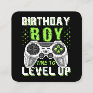 Level Up Birthday Boy Video Game Quadratische Visitenkarte