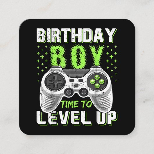 Level Up Birthday Boy Video Game Quadratische Visitenkarte (Vorderseite)