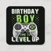 Level Up Birthday Boy Video Game Quadratische Visitenkarte (Rückseite)