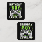 Level Up Birthday Boy Video Game Quadratische Visitenkarte (Vorne/Hinten)