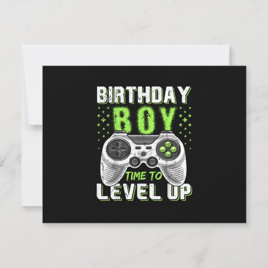 Level Up Birthday Boy Video Game RSVP Karte (Vorderseite)