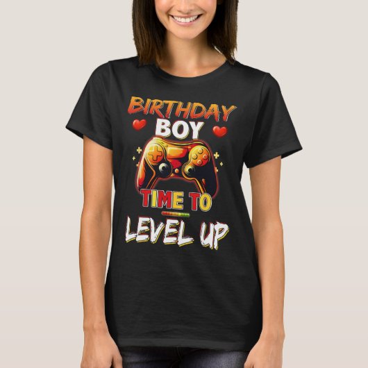 Level Up Birthday Boy Video Game T-Shirt (Vorderseite)