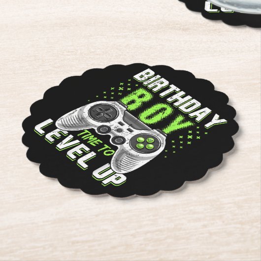 Level Up Birthday Boy Video Game Untersetzer (angewinkelt)