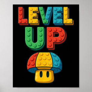 Level Up Blockschrift Powerup Gamer Poster