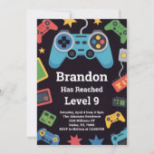 Level Up Boys Gamer 9th Birthday Party Einladung (Vorderseite)