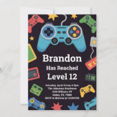 Level Up Boys Gamer Geburtstagsparty Einladung (Vorderseite)