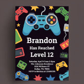 Level Up Boys Gamer Geburtstagsparty Einladung