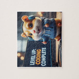 Level Up Coding Complete – Cute Gamer Hamster Prog Puzzle