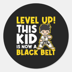 Level Up Dieser Kid Ist Jetzt Ein Schwarzgurtel - Runder Aufkleber